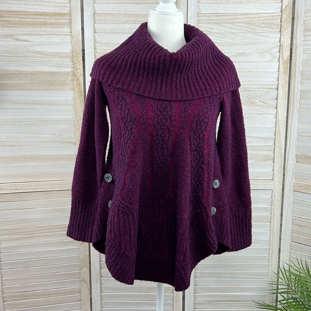 Anthropologie Angel of the North Wool Blend Cowl Neck Poncho Sweater XS